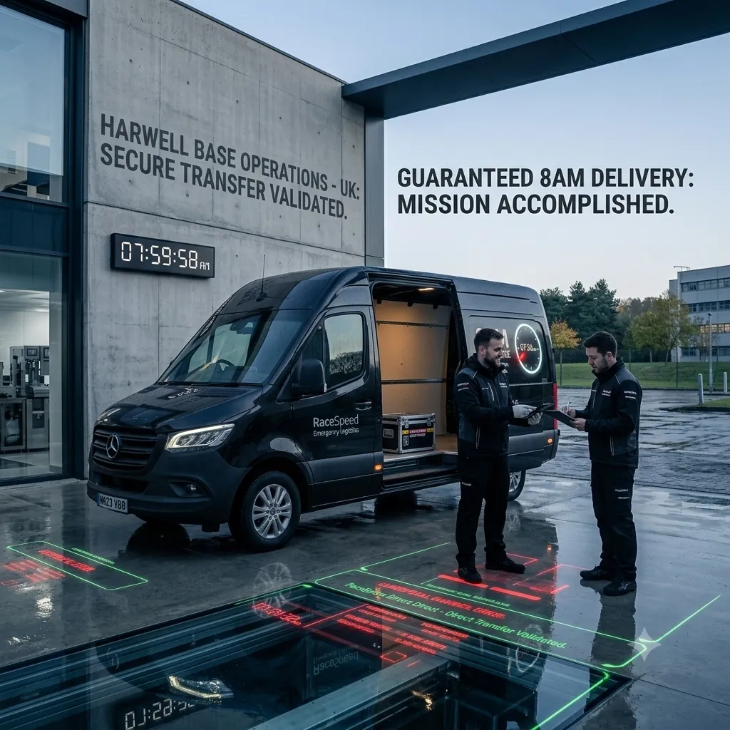 Delivery signed off at 07:59 beside the RaceSpeed Sprinter, one minute inside the 8am money-back guarantee